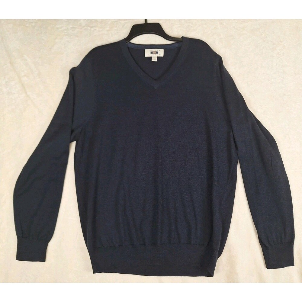 Joseph Abboud Sweater Mens XXL Blue Modern Fit V Neck Long Sleeve Merino Wool